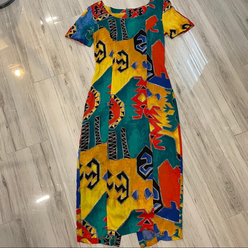 Vintage Just Maggie color Caribbean African dress